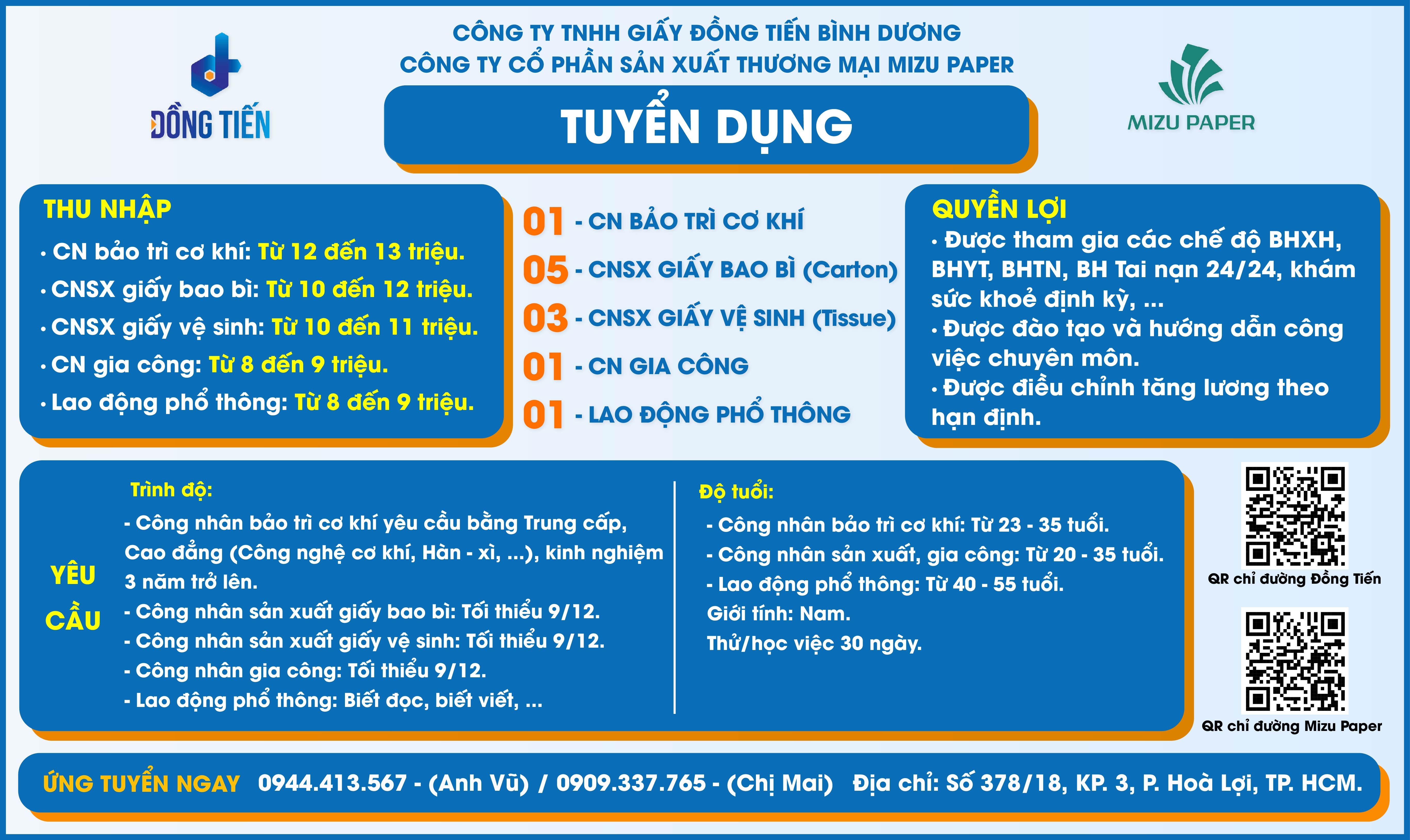 THÔNG TIN TUYỂN DỤNG 